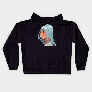 Anime Girl with Teal Hair Kids Hoodie